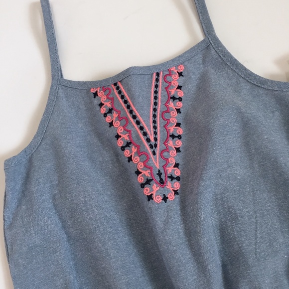 Blueberi Girls Chambray Boho Romper - Picture 2 of 7